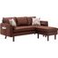 Mia Brown Sectional Sofa Chaise With Usb Charger & Pillows