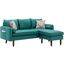 Mia Green Sectional Sofa Chaise With Usb Charger & Pillows