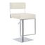 Michele Swivel Adjustable Height Off-White Faux Leather and Brushed Stainless Steel Bar Stool