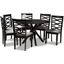 Mila Modern and Contemporary Grey Fabric Upholstered and Dark Brown Finished Wood 7-Piece Dining Set