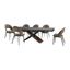 Milena Lucia 7 Piece Extendable Dining Set with Fabric Swivel Chairs In Brown
