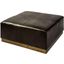 Minara 36 Inch Square Black Leather Wrapped With Metal Base Ottoman