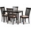 Minette Modern And Contemporary Sand Fabric Upholstered Espresso Brown Finished Wood 5-Piece Dining Set