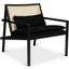 Modern Brazilian Barra Cane Lounge Chair In Black Upholstery, Black Frame and Natural Cane Webbing