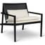 Modern Brazilian Barra Cane Lounge Chair In Boucle Ivory Upholstery, Black Frame and Black Cane Webbing