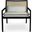 Modern Brazilian Barra Cane Lounge Chair In Boucle Ivory Upholstery, Black Frame and Natural Cane Webbing