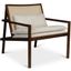 Modern Brazilian Barra Cane Lounge Chair In Boucle Ivory Upholstery, Neutral Brown Frame and Natural Cane Webbing