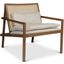Modern Brazilian Barra Cane Lounge Chair In Boucle Ivory Upholstery, Pecan Frame and Natural Cane Webbing