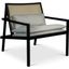 Modern Brazilian Barra Cane Lounge Chair In Chalk Upholstery, Black Frame and Natural Cane Webbing