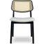 Modern Brazilian Beth Cane Side Chair In Alabaster Seat, Ebano Frame and Natural Cane Webbing