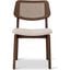 Modern Brazilian Beth Cane Side Chair In Medley Ivory Seat, Nogal Frame and Nogal Cane Webbing