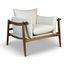 Modern Brazilian Hara Accent Chair In Natural Upholstery and Pecan Frame