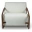 Modern Brazilian Hector Accent Chair In Boucle Ivory Upholstery and Pecan Frame