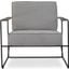 Modern Brazilian Sampa Arm Chair In Boucle Crafted Glaze Upholstery, Graphite Frame and Pebble Leather Armrest