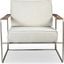 Modern Brazilian Sampa Arm Chair In Medley Ivory Upholstery, Champagne Frame and Saddle Leather Armrest