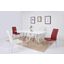 Abigail Dining Set With White Glass Table And 4 Chairs In Red