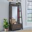 Modern Farmhouse 2 Piece Hall Tree Set In Dusty Charcoal With Heavy Distressing