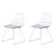 Modern Geometric Metal Dining Chair Set of 2 In Matte White
