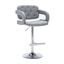 Modern Leather Adjustable Button-Tufted Upholstered Barstool In Grey