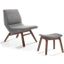 Modrest Whitney Modern Grey And Walnut Accent Chair And Ottoman