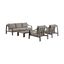 Mongo 4-Piece Outdoor Patio Furniture Set In Dark Brown Aluminum with Cushions