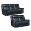 Montel Cosmos Cobalt Leather Lay Flat Power Reclining Living Room Set With Power Headrest And Lumbar