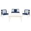 Montez 4 Pc Outdoor Set with Accent Pillows in White and Navy