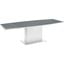 Moon Dining Table In Gray Glass With High Gloss White Lacquer Base