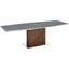 Moon Dining Table In Gray Glass With Walnut Veneer Base