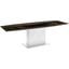 Moon Dining Table In Smoked Glass With High Gloss White Lacquer Base