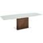 Moon Dining Table In White Glass With Walnut Veneer Base