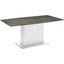 Moon Dining Table With White Base and Brown Marbled Top