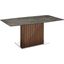 Moon Dining Table With Walnut Base and Brown Marbled Top