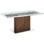 Moon Dining Table With Walnut Base and Rectangular Clear Top