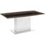 Moon Dining Table With White Base and Smoked Top