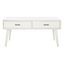 Mozart Mid Century 2 Drawer Coffee Table in Distressed White
