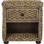 Musa Brown Wash Braided Wicker Nightstand with Drawer and 8 Inch Storage