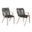 Nabila Outdoor Light Eucalyptus Wood and Charcoal Rope Dining Chair Set of 2