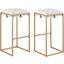 Nadia Square Padded Seat Bar Stool Set Of 2 Beige and Gold