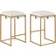 Nadia Square Padded Seat Counter Height Stool Set Of 2 Beige and Gold