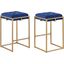 Nadia Square Padded Seat Counter Height Stool Set Of 2 Blue and Gold