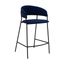 Nara 26 Inch Blue Faux Leather and Metal Counter Height Barstool with Black Frame