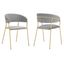 Nara Modern Gray Velvet and Gold Metal Leg Dining Room Chair Set of 2