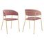 Nara Modern Pink Velvet and Gold Metal Leg Dining Room Chair Set of 2