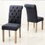Natalie Roll Top Tufted Linen Dining Chair Set of 2 In Blue
