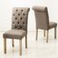 Natalie Roll Top Tufted Linen Dining Chair Set of 2 In Grey