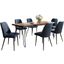 Nature'S Edge Seven Piece Solid Acacia Dining Set With Upholstered Mid-Century Modern Chairs In Blueberry 1781-79D-6-DOXCHBLB