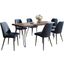 Nature'S Edge Seven Piece Solid Acacia Dining Set With Upholstered Mid-Century Modern Chairs In Blueberry 1981-79D-6-DOXCHBLB