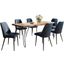 Nature'S Edge Seven Piece Solid Acacia Dining Set With Upholstered Mid-Century Modern Chairs In Blueberry 1985-79D-6-DOXCHBLB