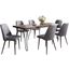 Nature'S Edge Seven Piece Solid Acacia Dining Set With Upholstered Mid-Century Modern Chairs In Grey 1981-79D-6-DOXCHGRY